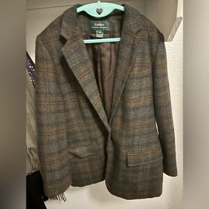 Ralph Lauren Women’s Vintage Plaid Wool Blazer Jacket Size 16W